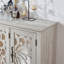 Armoire de rangement autoportante autoportante, buffet en MDF, portes sculptées en miroir en acrylique, tablette réglable, comptoir spacieux, sangles anti-basculement, assemblage facile dans la cuisine du couloir du salon