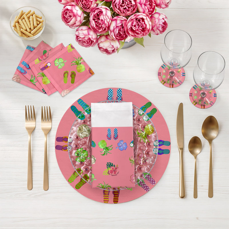 Cotton Blend Square Napkins, Pink