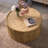 Retro Burlywood Solid Wood Round Coffee Table