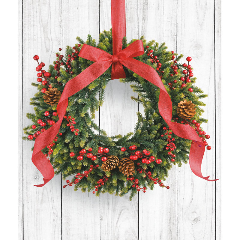 Tapisserie en polyester couronne de Noël, H 51 po x l 60 po x 0,25 po