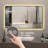 32 Black Frame LED Vanity Wall Mirror With Rounded Corners, Defogging, Temperature Display, Tri-Color Light, And Tempered Glass | Gift Idea-753821874-753821881