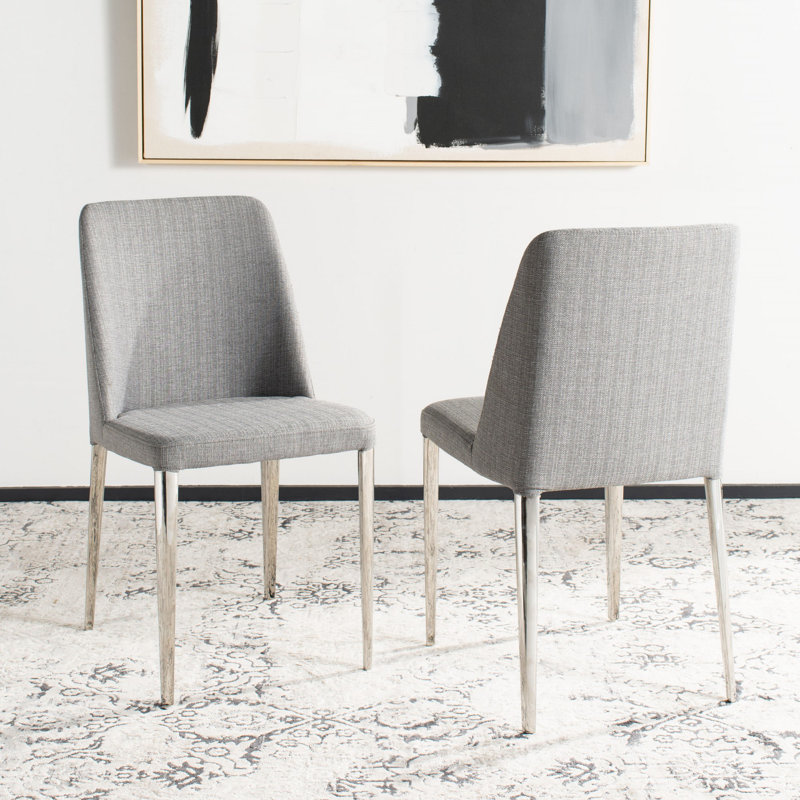 Chaise d'appoint rembourrée Chromium Linen, Gris