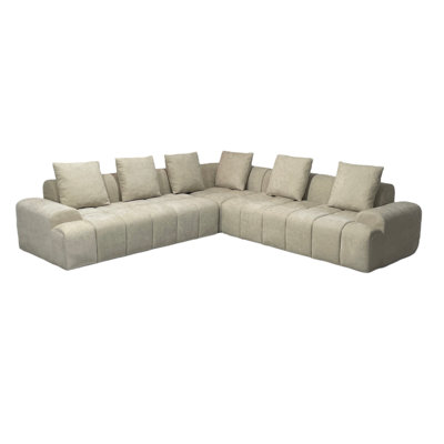 38" Compression Chenille Frameless Modular Corner Chair, Upholstered Memory Foam Sectional Component with 2 Pillows