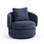 Fauteuil d'appoint moderne pivotant en tonneau avec coussin, fauteuil club rembourré en chenille, siège simple confortable avec dossier incurvé et base en métal