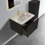 Meuble-lavabo flottant rayé en chêne noir brossé 24 po avec lavabo en céramique blanche Kaibab