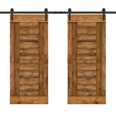 Porte de grange à panneaux et en bois avec quincaillerie d'installation