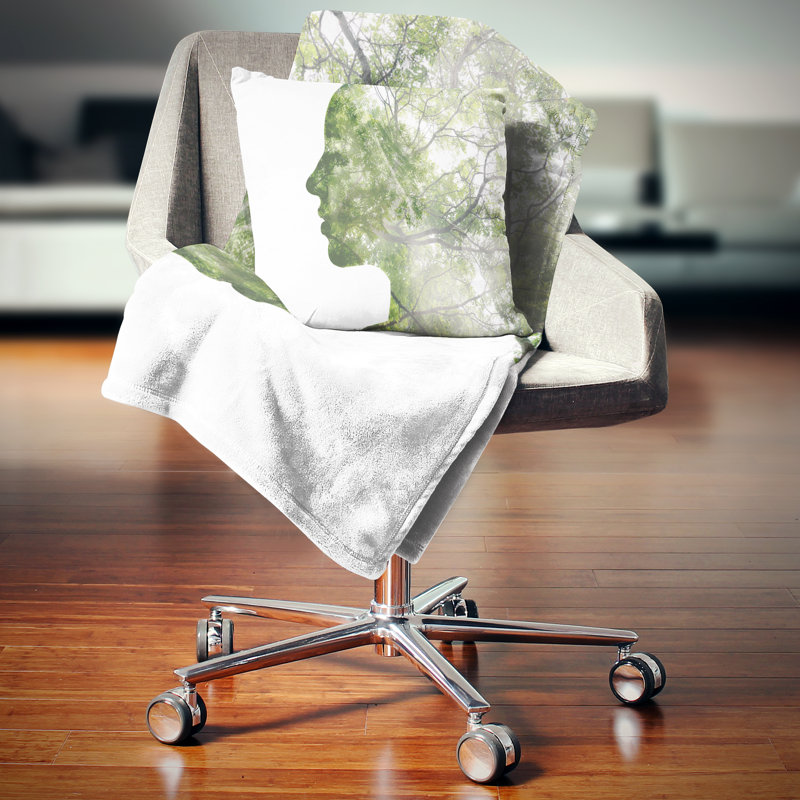 Coussin Lady, combiné à un arbre vert, 16 po x 1 po, Coussin décoratif