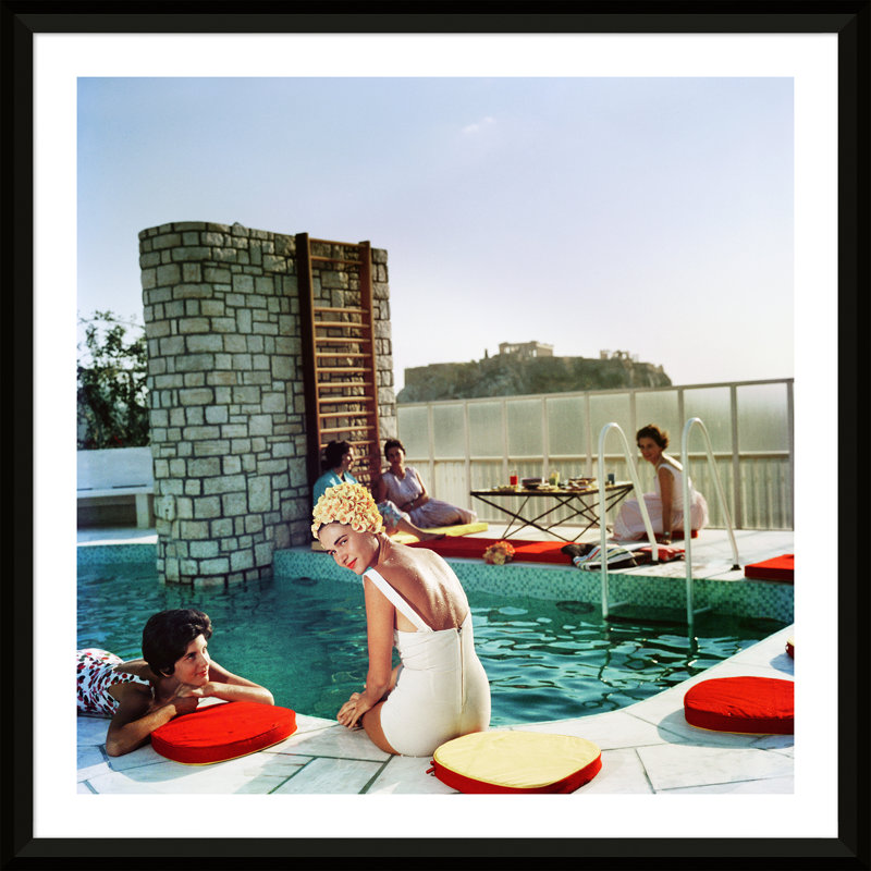 Penthouse Pool Print by Slim Aarons, Black, 51" H x 51" W x 1.5" D