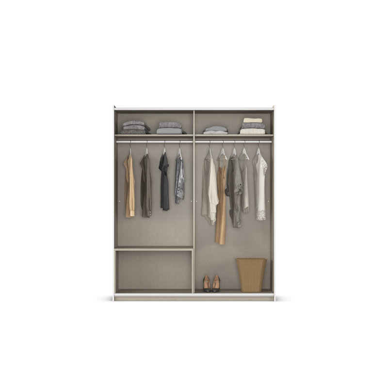 Sevilla sliding door wardrobe, Alpine white/Gray metallic/Aluminum colored