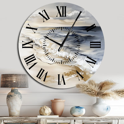Tides in Quiet Motion - Coastal Non-Ticking Metal Wall Clock
