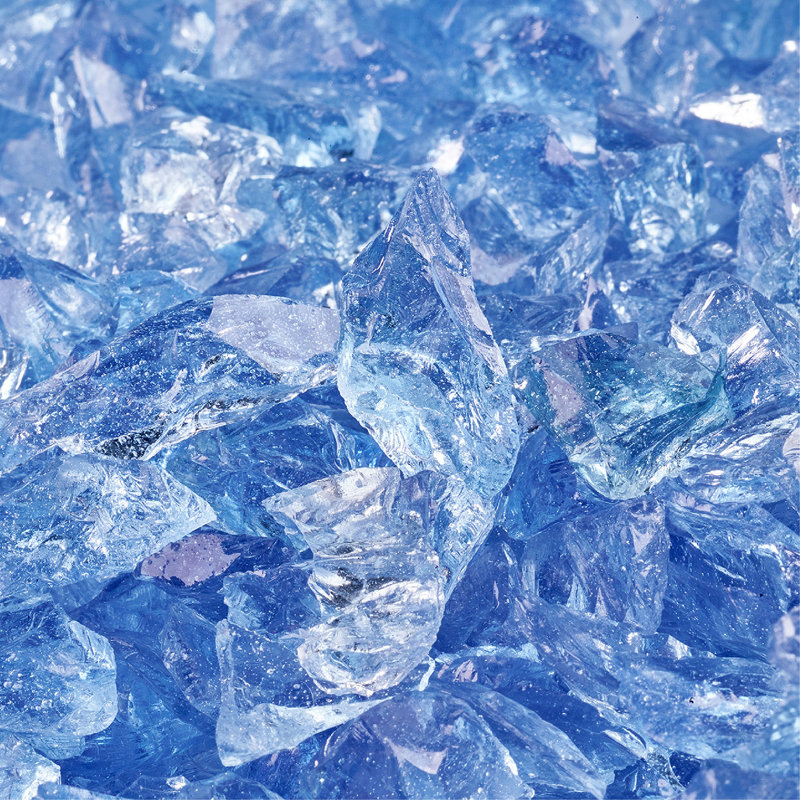 Lake Tahoe Blue Crushed Decorative Fire Pit Glass, 1/2"-3/4", 10 lbs