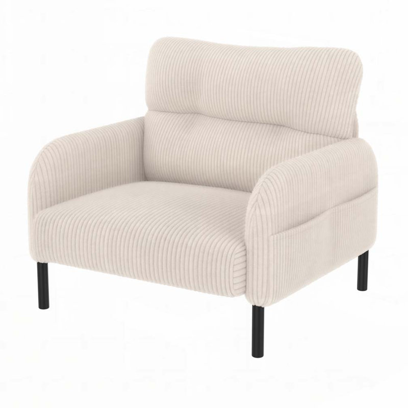 Corduroy Fabric Accent Armchair, Beige