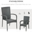 2 chaises de patio avec coussins, empilables. Blanc crème et pour l'extérieur, terrasse. - Coussins 2 coussins d'extérieur en PE empilables. Accoudoirs de patio, design blanc. L 22 po x P 23,5 po x H 37,5 po. 264 lb
