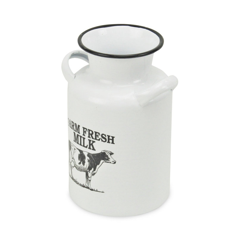Vase en métal noir et blanc 8 "