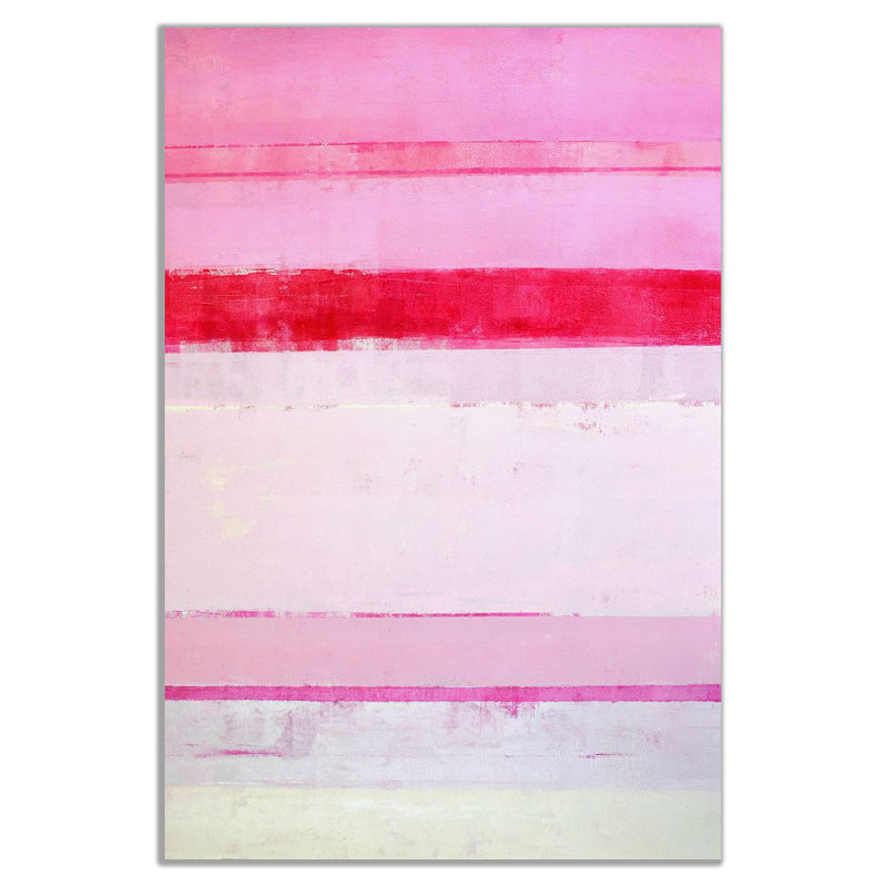 Pink Abstract Stripes - Wrapped Canvas Painting, 31cm H x 20cm W