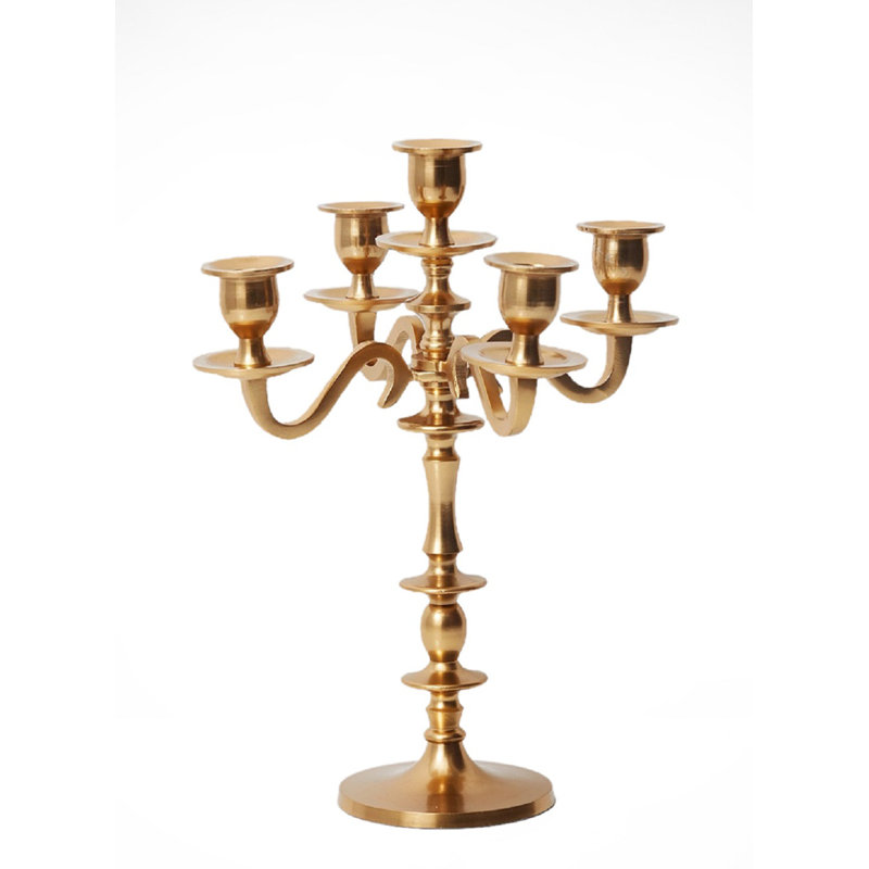 14'' H Aluminum Tabletop Candelabra, Gold
