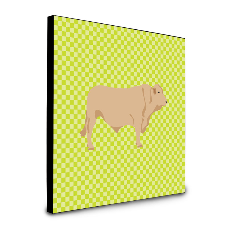 Panneau mural d’art de vache charolais Figlio, Vert