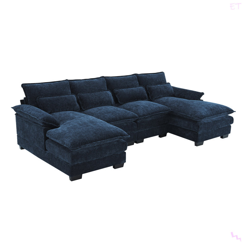 Alyzza Modern U-Shaped Sectional Sofa with Double Chaise & Lumbar Pillows – Sleeper Sofa for Apartments, Living Rooms