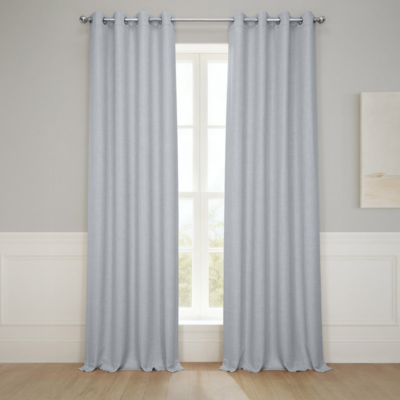 Oneridge Room Darkening Faux Linen Single Curtain Panel, 50" W x 108" L, Sea Thistle