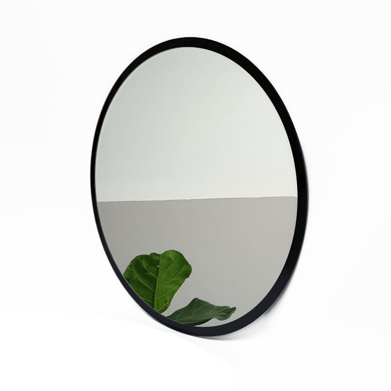 Haletky Glass Wall Mirror, Black, 50 H x 50 W