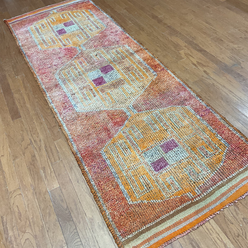  Handmade Turkish Oushak Wool Runner