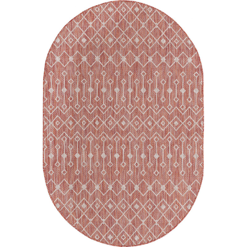 Tapis d'extérieur Preen couleur rouille, Ovale 5 pi 3 po x 8 pi