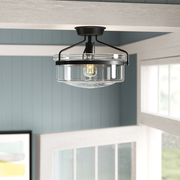 Laurel Foundry Modern Farmhouse Plafonnier semi-encastré cylindrique ...