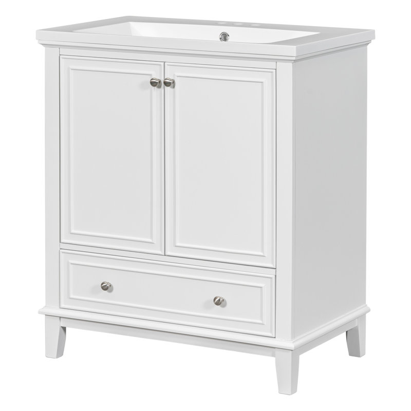 Meuble-lavabo 30 po avec lavabo en céramique, Vert foncé, Doré