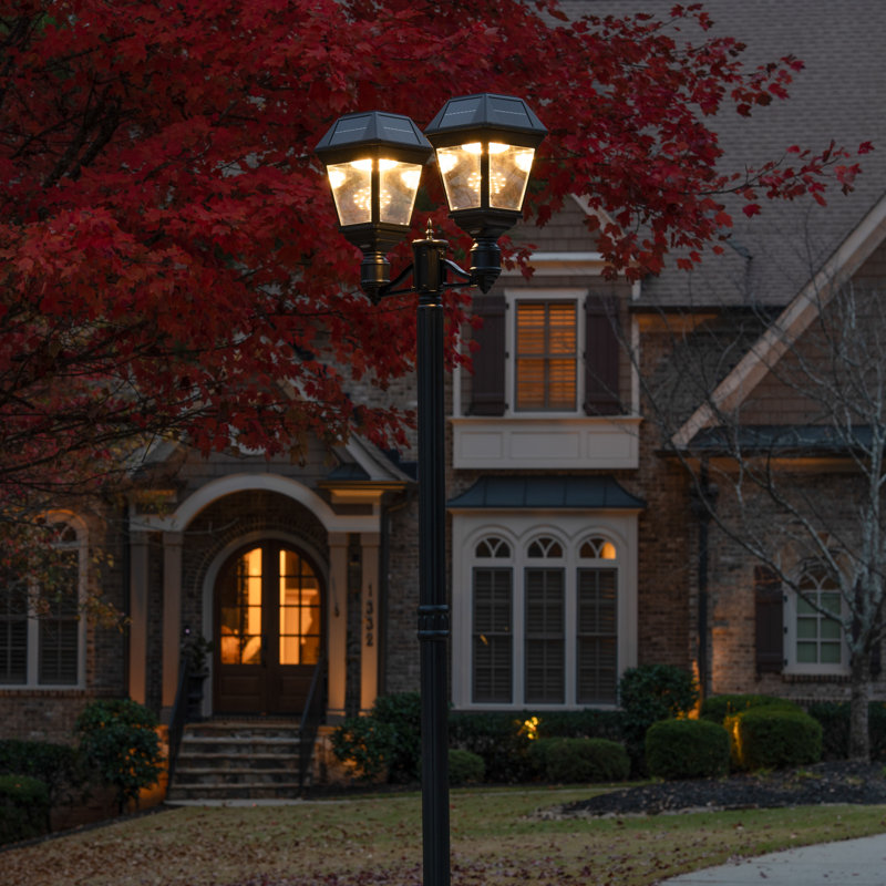 Imperial III Commercial Double Head Solar Post Light with Dual Color Temperature and 3" Fitter