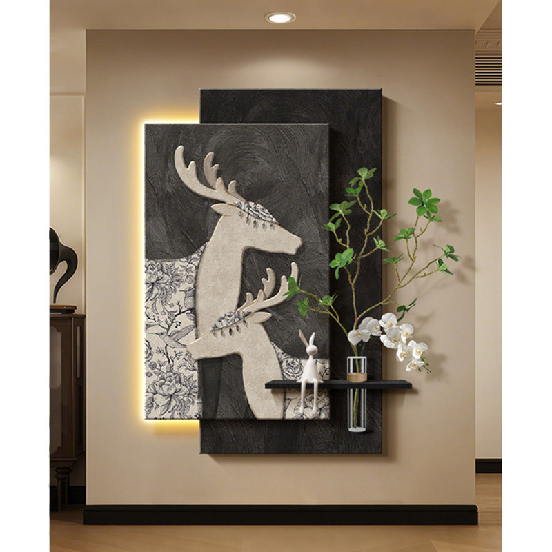 Élan de style médiéval avec peintures murales en grès clair, H 31,50 po x l 23,62 po x P 3,94 po