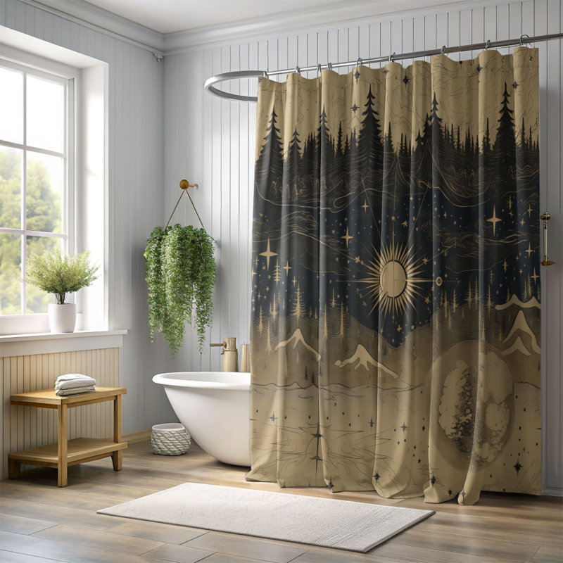 Rideau de douche abstrait Mitali, H 74 po x l 71 po