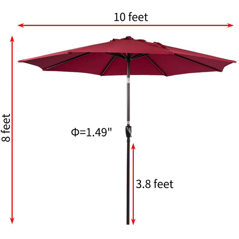 Parasol de marché 10 pi Oakmead, Rouge