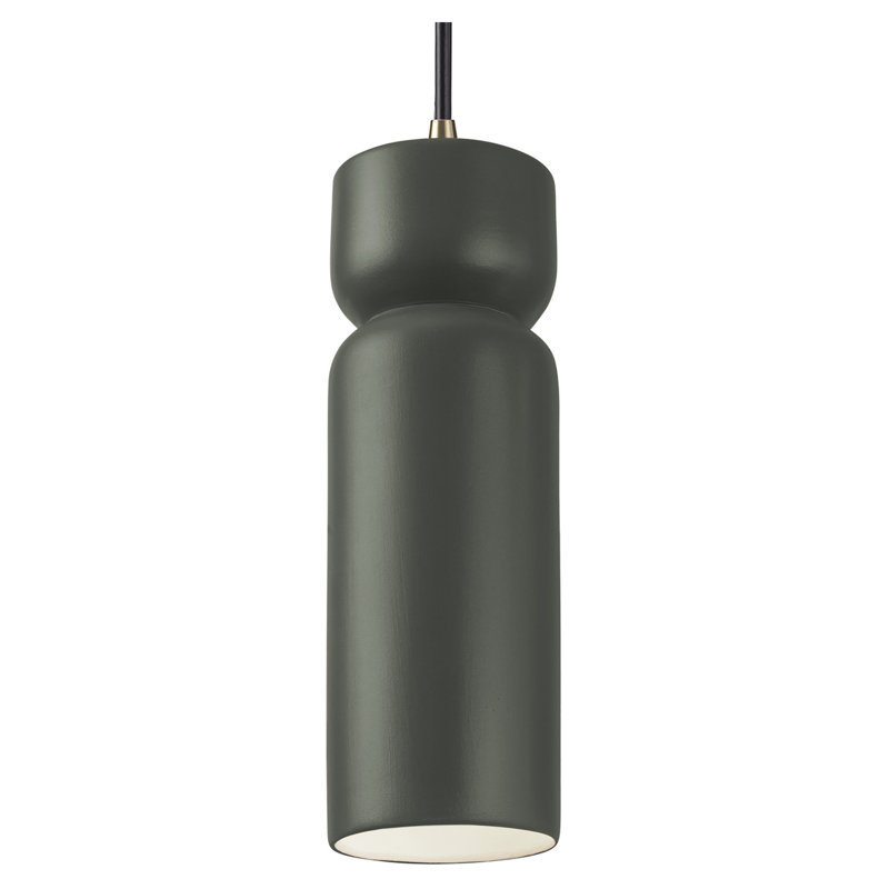 Luminaire suspendu cylindrique à 1 lumière DEL Genessis, Étain, vert, Bronze foncé