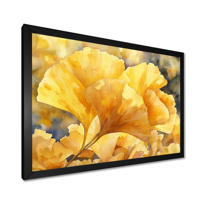 «Ilselore Golden Ginkgo Leaf II» - feuilles, art mural, Reproduction encadrée d'une seule photo, H 30 po x l 40 po