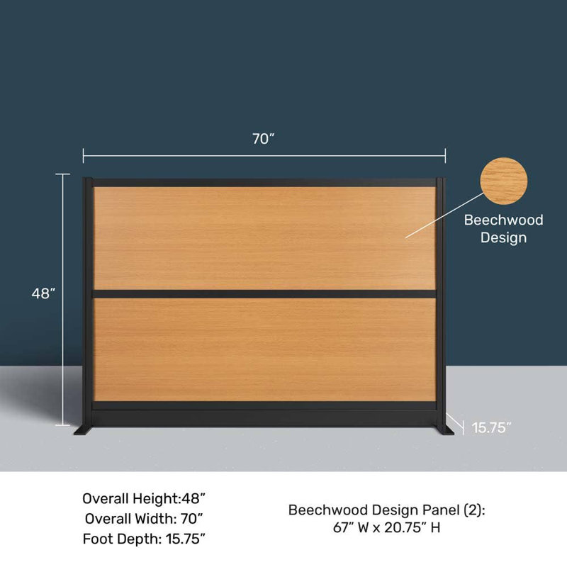 Système de cloison modulaire Harmony Beechwood, H 70 po x L 48 po