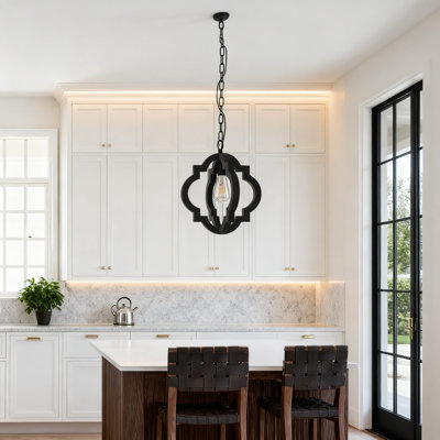 Farmhouse Chandelier Pendant Light Fixture With Adjustable Chain, Vintage Industrial Wooden Cage Ceiling Light For Kitchen Island Entryway Dining Room