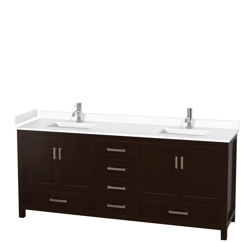 Sheffield 79" Double Bathroom Vanity Base Only, Espresso