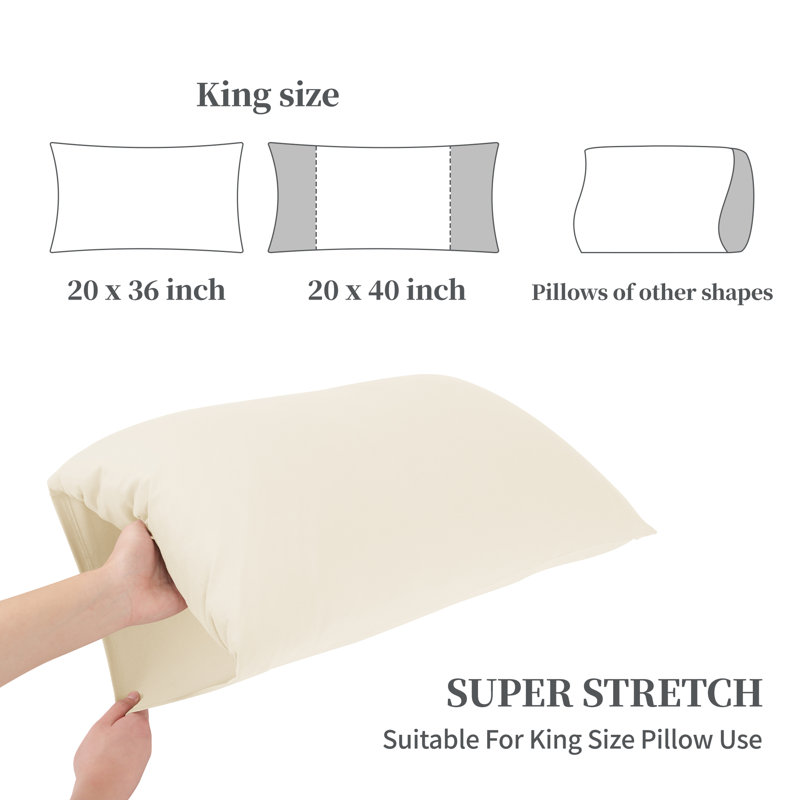 Taies d'oreiller en jersey extensible avec fermeture à enveloppe, Beige, Taie d'oreiller très grande