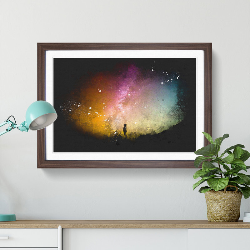 Looking up at the Stars - Picture Frame Graphic Art Print, 33cm H x 45cm W x 2cm D, Walnut Framed