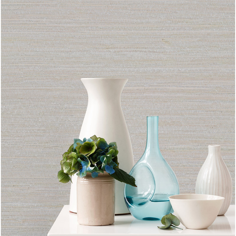 Loom Abstract Grass Cloth Wallpaper Roll, Dove, 20.5" W x 33' L