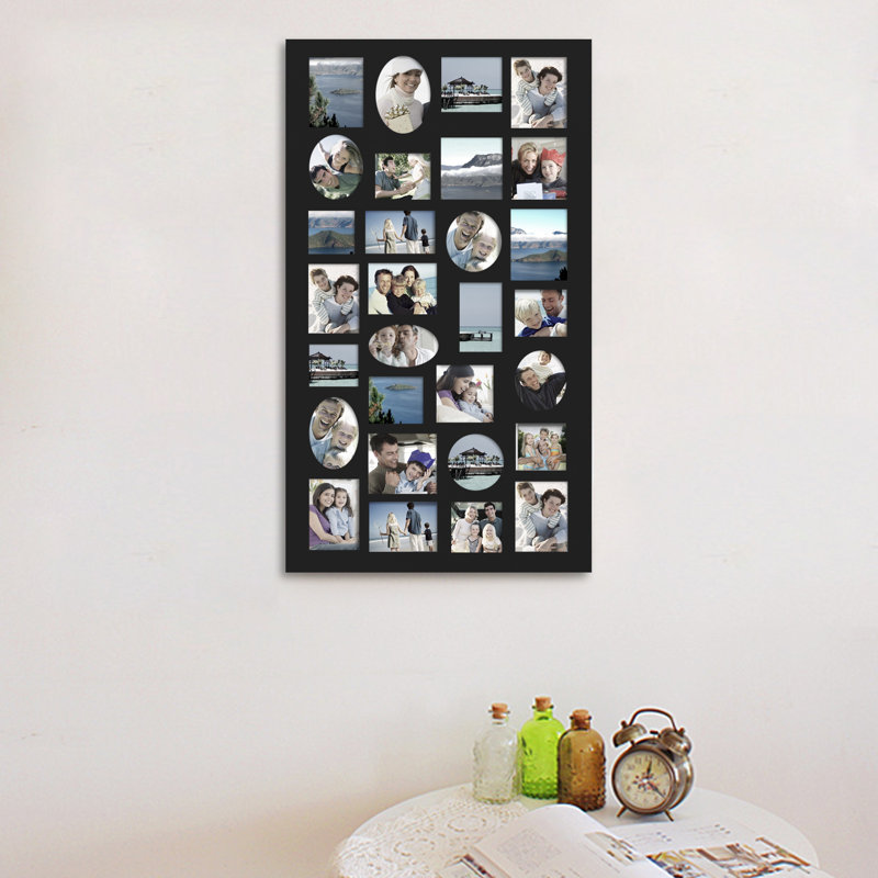 Cadre 29 photos à suspendre au mur façon collage en bois