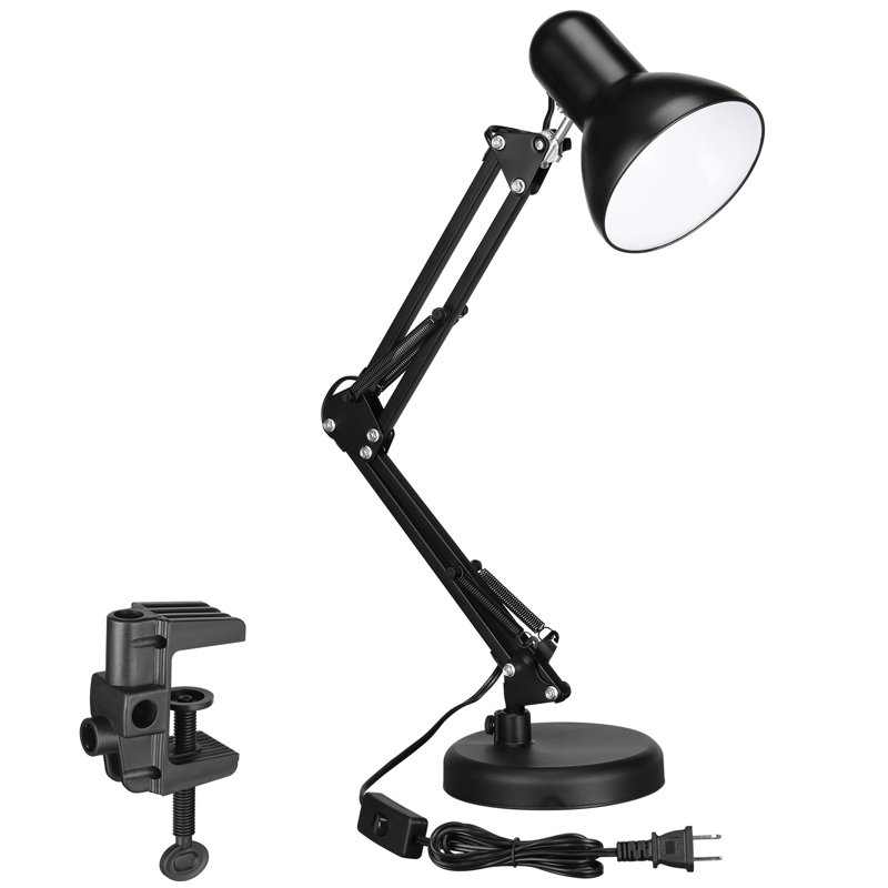Adjustable Black Clip-On Lamp with Shelf, 40W