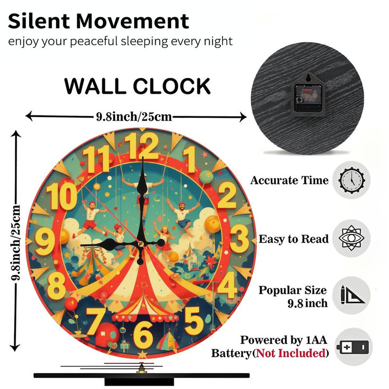 horloge de cirque Carnaval design vibrant