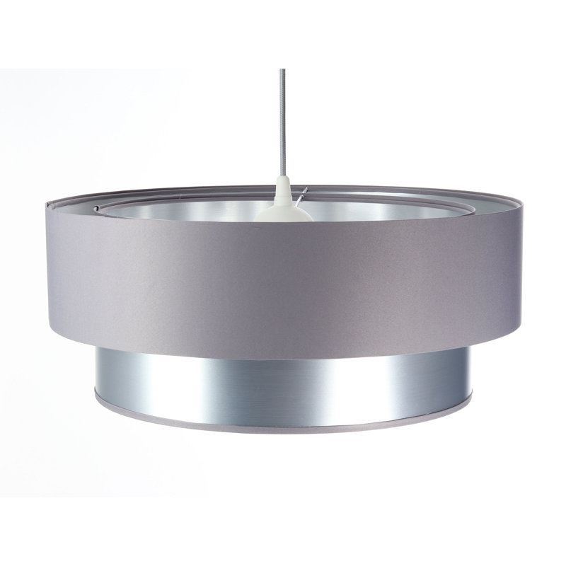 Braeville 1 - Light Silver Drum Pendant, Silver, 107cm H x 40cm W x 40cm D