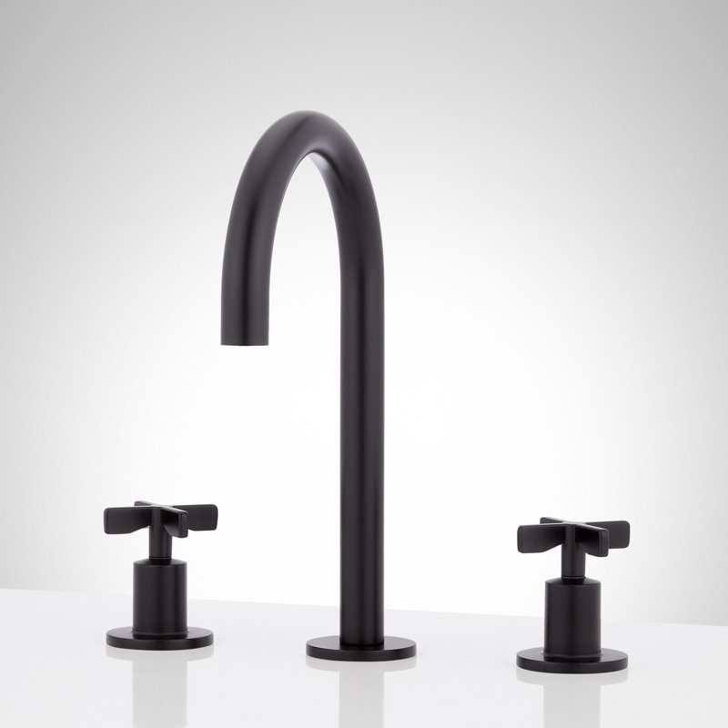 Vassor 1.2 GPM Widespread Bathroom Faucet, Matte Black