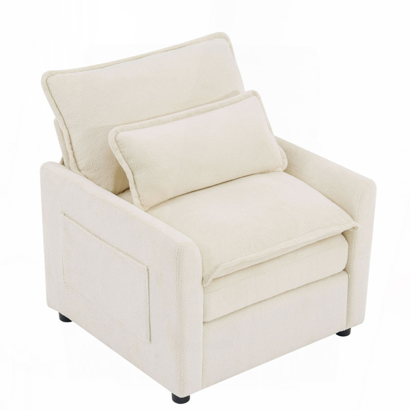 Fauteuil d'appoint rembourré moelleux 31,9 po Modern, Beige