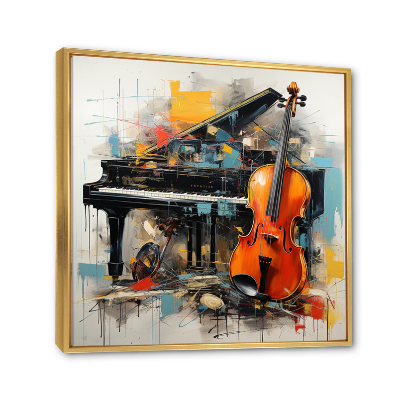 Musique dynamique ballade audacieuse - musique, art mural, H 16 po x l 16 po x P 1 po, Cadre flottant doré