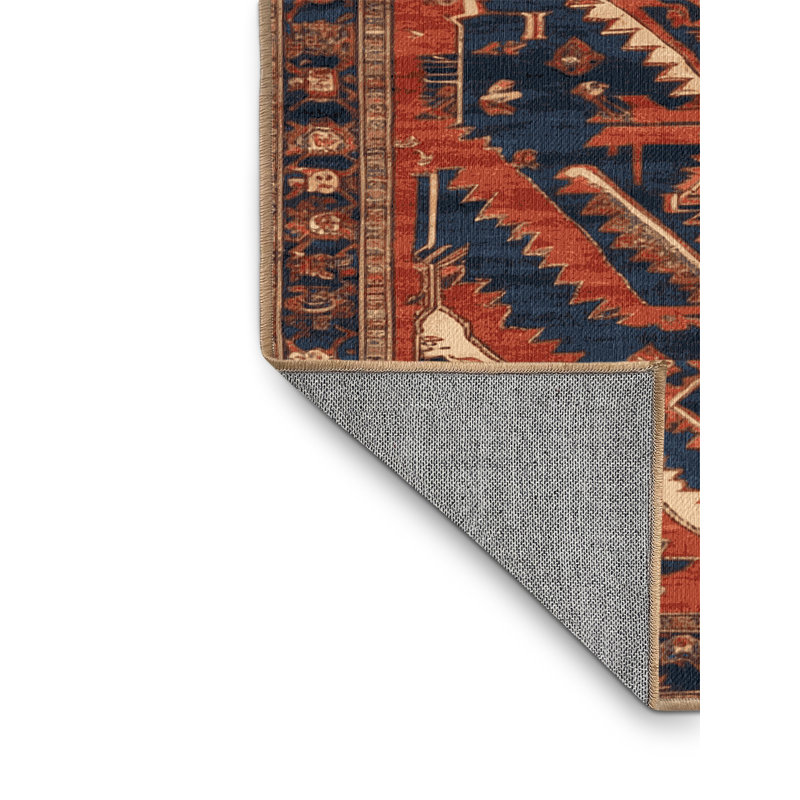 Machine Washable Persian Brown Area Rug, Round 7'