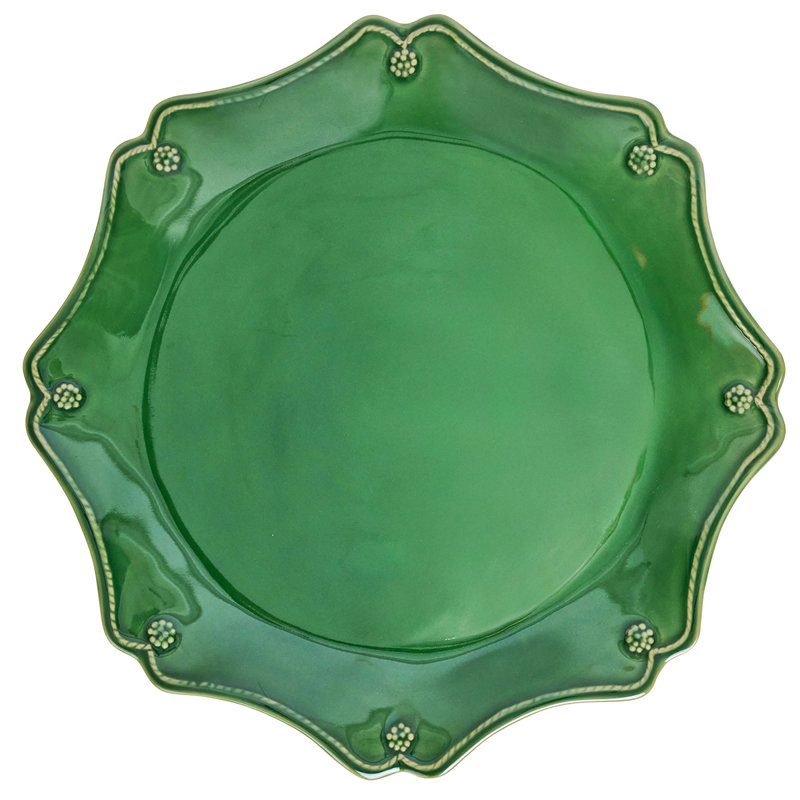 Berry & Thread Scalloped Charger/Platter - Basil, 1" H x 13.5" W x 13.5" L
