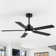 48Inch Black Ceiling Fans With Lights And Remote,48 Inch Ceiling Fan With Adjustable Color Temperature, 6-Speeds Noiseless Revisible Dc Motor For Bedroom, Kitchen, Living Room